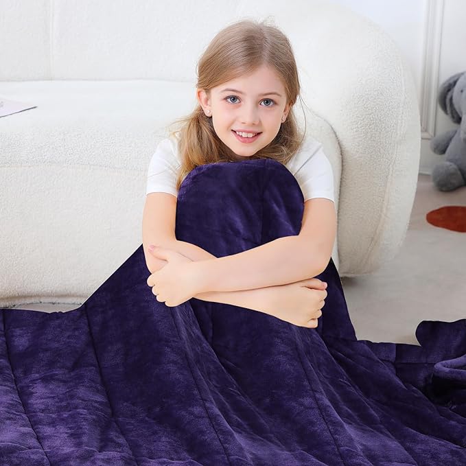 Aemicion Weighted Blanket (10lbs, 48"x72",Purple on Both Sides),Cozy Warm Sherpa Fleece Heavy Blanket Weighted Twin Size for 80-110lbs with Glass Bead,Machine Washable