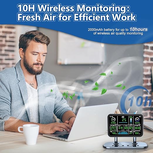 Air Quality Monitor Indoor,16 in 1 Smart Air Quality Monitor 6" Indoor Air Quality Meter VOC, AQI, HCHO, CO, Alarm, PM1.0, Temp, HUMI&CO2 PM2.5 Monitor,Indoor Air Quality Test for Home WiFi Connect