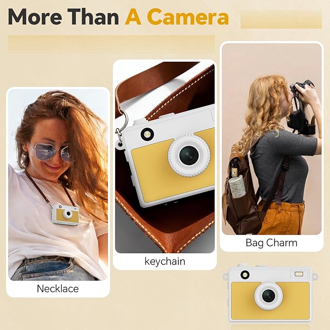 Keychain Camera, 16GB Mini Digital Camera with 2K 20MP & 5 Filters, Mini Camera for Travel and Vlog, Friends Birthday Gifts, Bag Charm