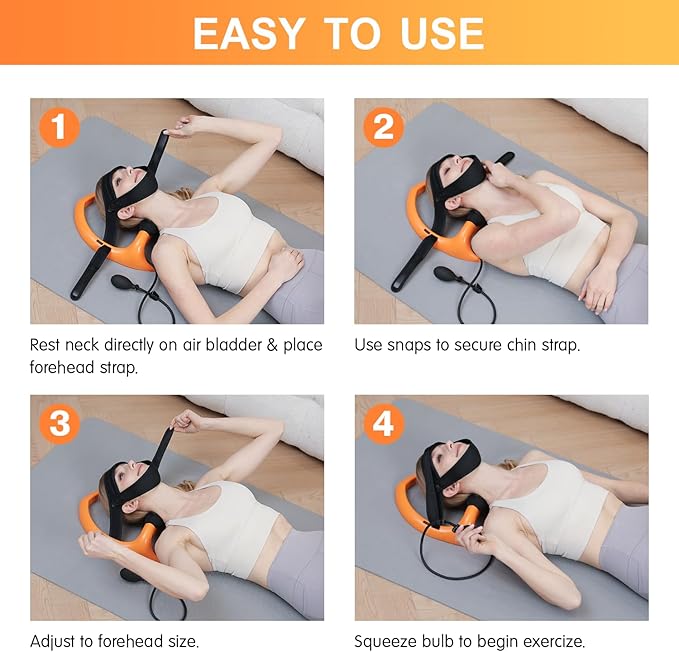 ECOGUN Posture Neck Exercising Cervical Spine Hydrator Pump, Relief for Stiffness, Relieves Neck Pain, Curve Restorer Orange
