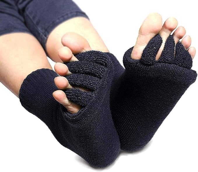 AIBEARTY 3 Pairs Yoga Sport Gym Five Toe Separator Socks Foot Massage Toeless Socks