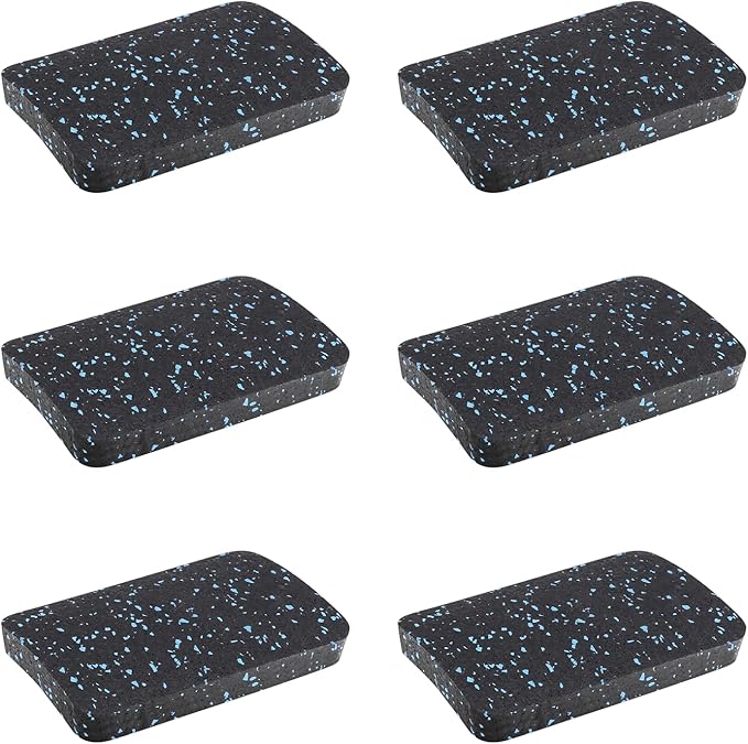 Heavy Duty Treadmill Mat Pads - 6 PCS 0.55" Ultra-Dense Rubber Anti-Vibration Pads - Professional Grade Floor Protection for Large Machines and High-Impact Use