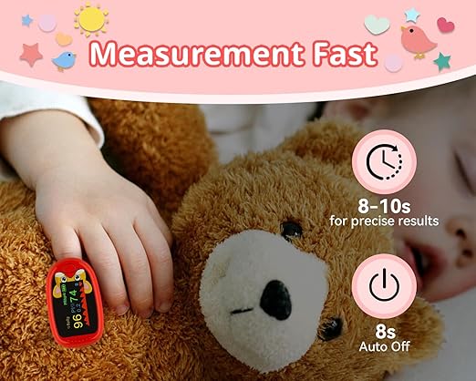 Pediatric Pulse Oximeter, Pulse Oximeter Oxygen Monitor Finger For Kids and Child Over 2,Children's Sats Monitor Checking Oxygen Saturation, Heart Rate,PI At Home, School or Trip Use (yellow)