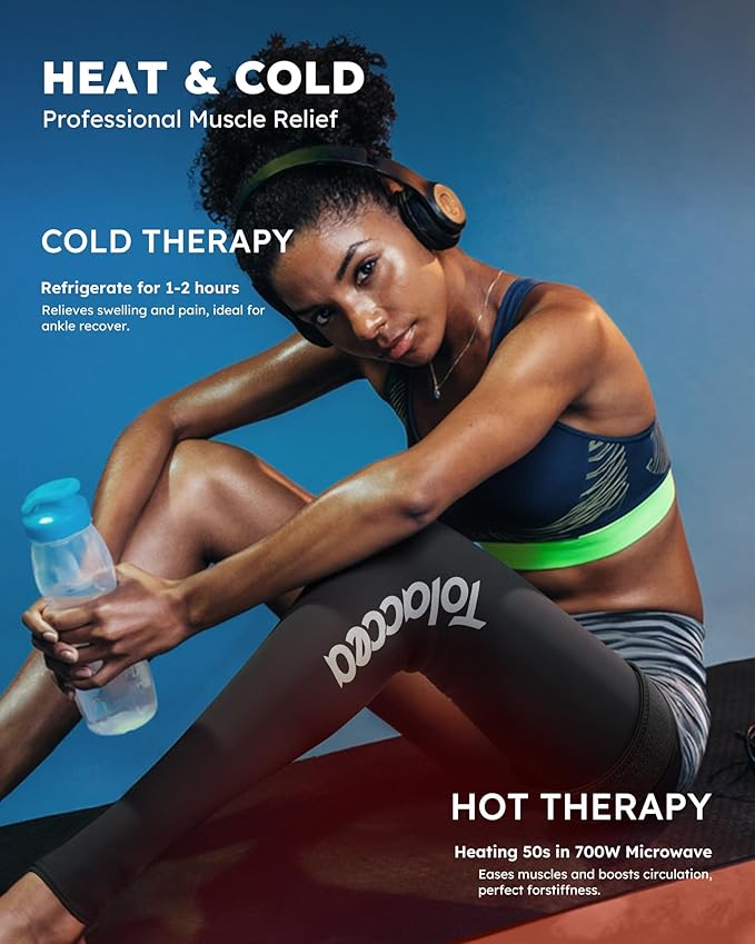 Tolaccea Full Leg Ice Pack Wrap with 360° Coverage with Strap for Muscle Recovery After Exercise, Ice Pack Wrap Around Entire Leg for Pain Relief, Foot Calf and Thigh Legs Shins Hamstrings (Large)