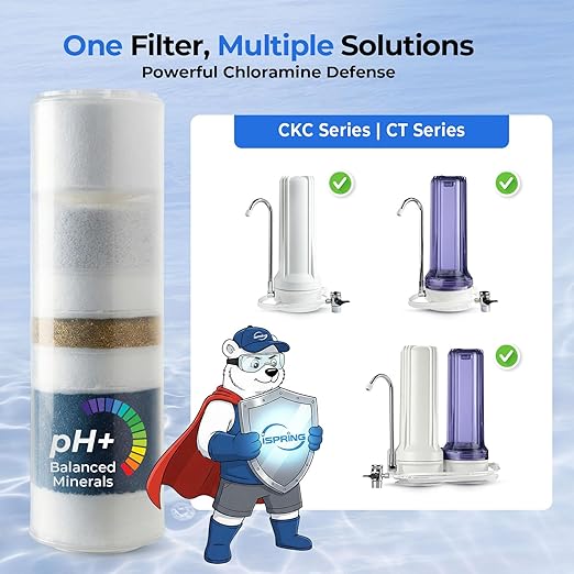 iSpring FCT10 Replacement Filter Cartridge for Countertop Water Filtration System, Multi-Stage Drinking Water Filter Cartridge