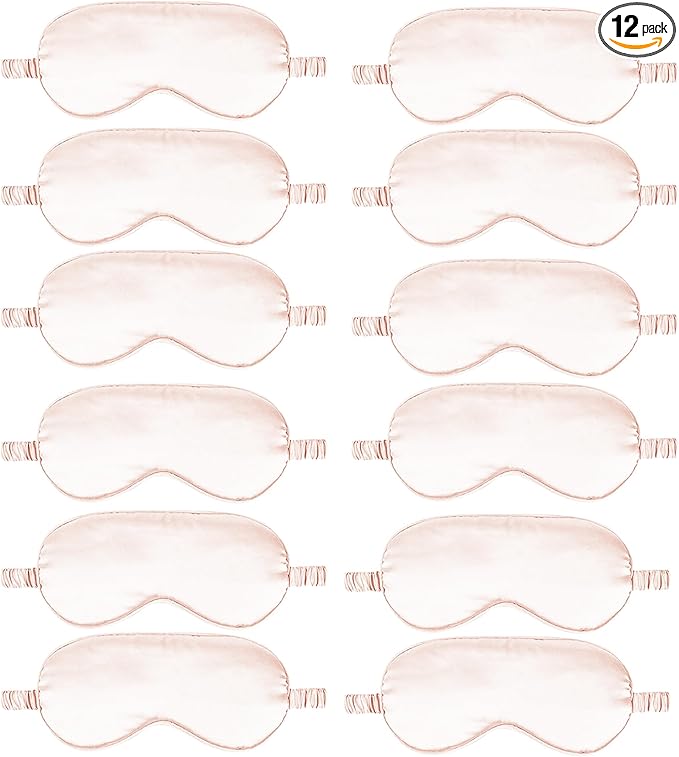 12PACK Silky Sleep Masks Satin Eye Mask Silk Eyes Cover for Sleeping Blackout Eyeshades Soft Blindfold Travel Nap Gifts