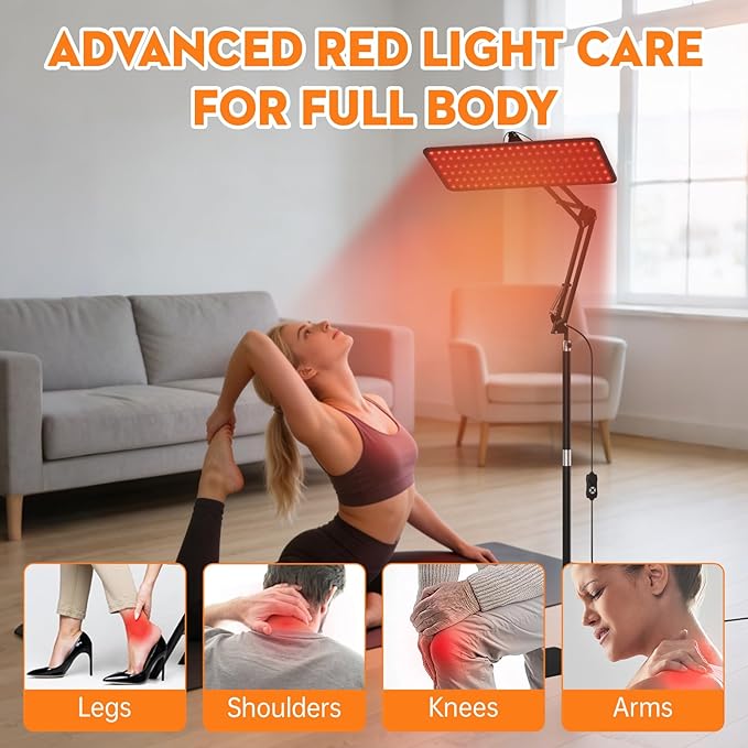 Red Light Therapy for Face and Body, 3-Wavelength (660nm Red, 850nm, 940nm Infrared) LED Infrared Light Therapy Lamp with Adjustable Stand, Protective Glasses for Home Use, Gift for Women Girls