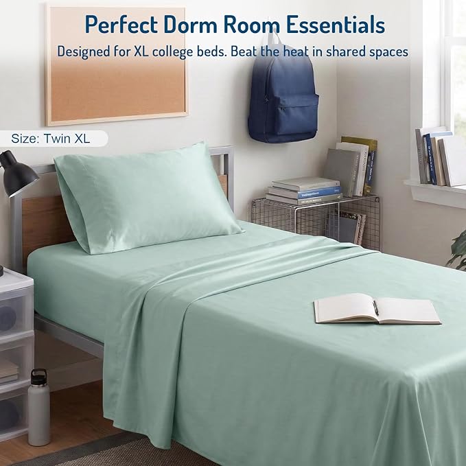 Degrees of Comfort Coolmax® Cooling Bed Sheets Twin XL Size for Hot Sleepers, Moisture Wicking Sheet Set for Night Sweats, Deep Pocket, Ultra Soft, Cozy for All Seasons, Aqua 3 Pieces