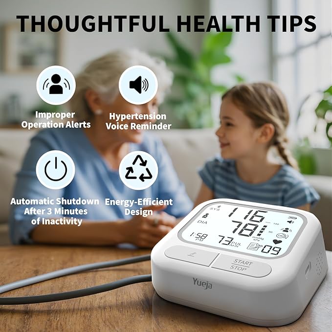 Upper Arm Blood Pressure Monitor with Wide Range Cuff That fits Standard to Large Adult Arms.FDA Cleared,Color Screen Display.