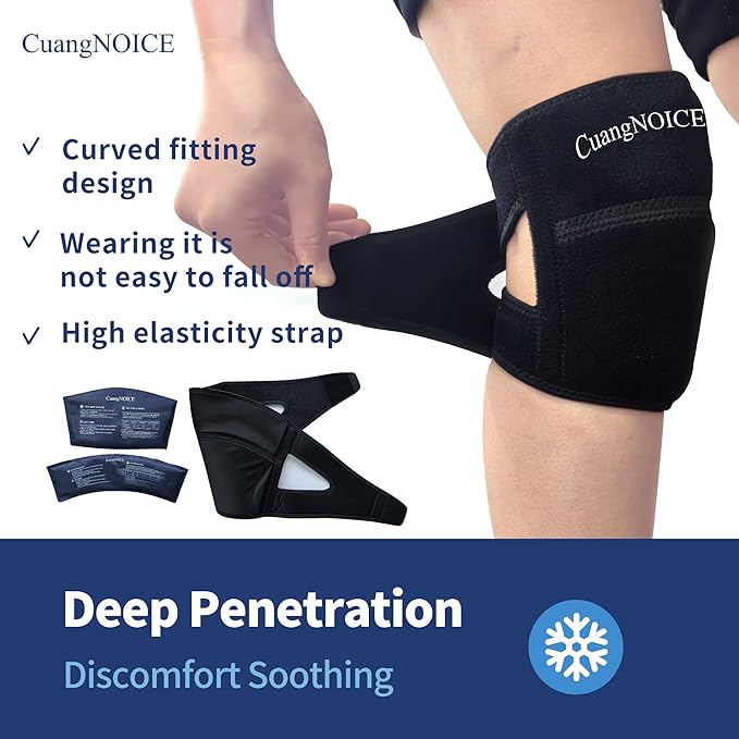 Knee Ice Pack Wrap with Replacement Gel, Reusable Hot & Cold Compression Wrap for Pain Relief from Arthritis, Meniscus Tear, Sprains & Bursitis