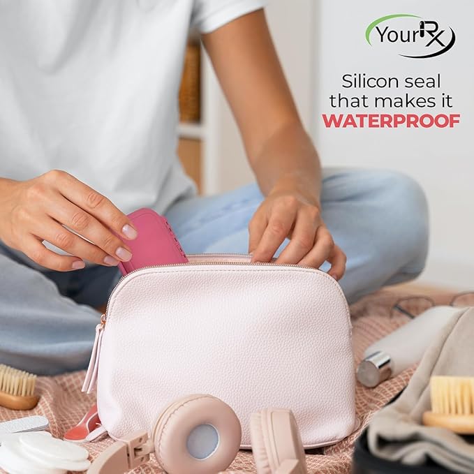 Travel Pill Organizer - Durable, Watertight Pill Case Travel Size with 3 Compartments - Compact Pill Travel Case for Vitamins, Supplements, Medicine - Travel Pill Container for Purse (Pink)