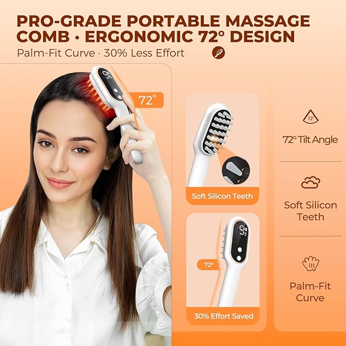 Laser Therapy Hair Growth Comb,Red Light Therapy for Hair Growth Electric Scalp Massager, Promote Hair Regrowth in Women and Men Hair Loss