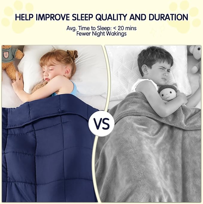 yescool Navy Weighted Blanket 5 Pounds Cooling Weighted Lap Blanket, Heavy Blanket for Sleeping, Weighted Throw Blanket Gifts for 40-60lbs, 36"x48"
