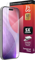 ZAGG Glass Elite Screen Protector for iPhone 17 Pro - 5X Stronger Tempered Glass, ClearPrint Technology for Smudge Free Clarity, Smooth Feel, Full Coverage, InvisibleShield, Easy Two-Step Installation