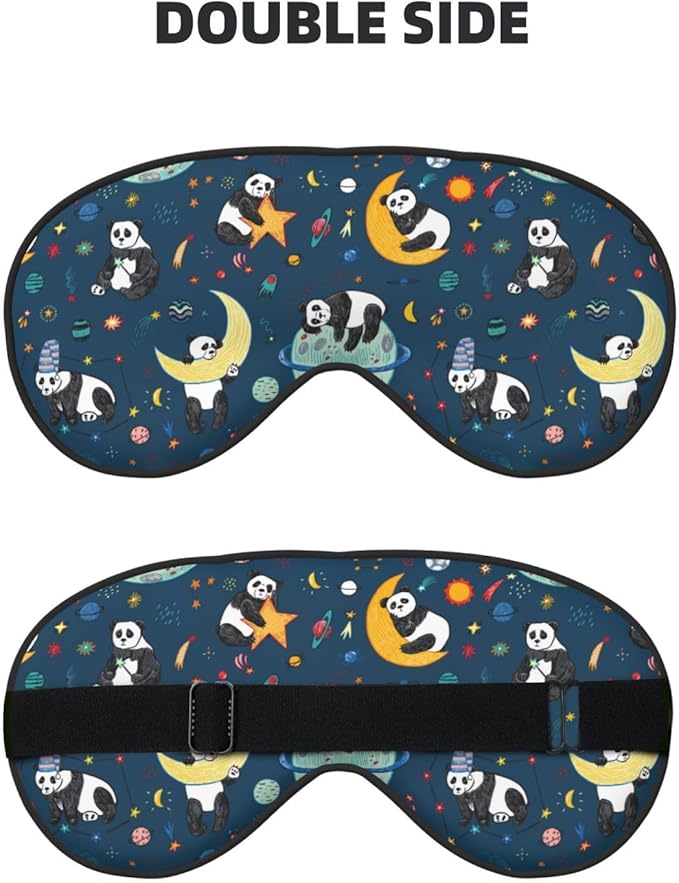 Space Sleeping Panda Sleep Mask Eye Mask with Adjustable Strap Eye Sleep Shade Cover Blocks Light for Women Men Airplane Travel Nap