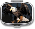 3D Bald Eagle Pill Box 2 Compartment Pill Case Portable Pocket Pill Organizer Medicine Vitamin Organizer for Men Women