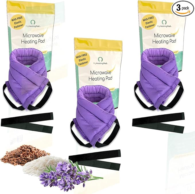 Microwavable Heating Pads for Lower Back, Neck, and Shoulder Pain Relief - Moist Microwave Heating Pad for Muscles and Joints - Microwave Hot Pack Heat Pad for Cramps -3 Pack Purple-Lavender Scent