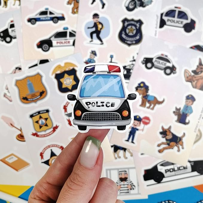 BulbaCraft 100Pcs Police Stickers, Cops Sticker, Police Man Laptop Decals, Cops Party Decorations, Gifts for Women & Men