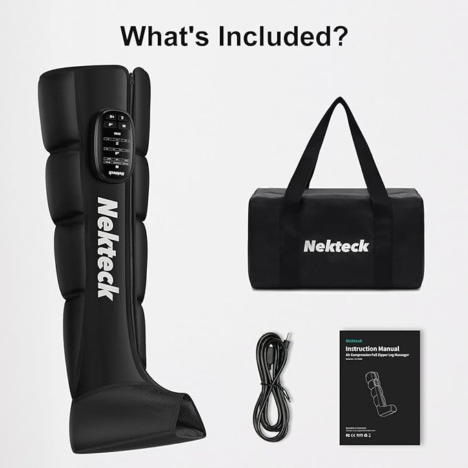Nekteck Full Leg Compression Massager for Pain and Circulation, Portable Compression Boots for Athletes with 6 Modes & 4 Intensities, Gifts for Mom Dad Men Women (Single Unit)-Small