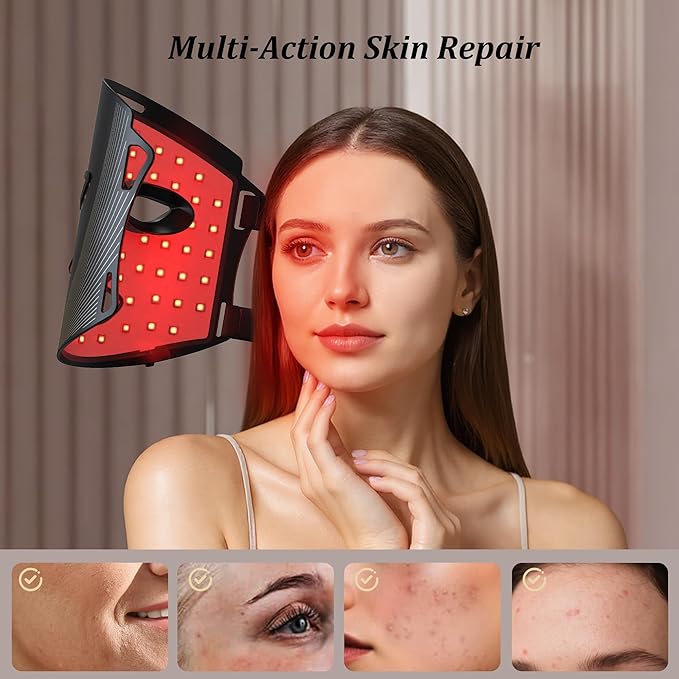CUEME Red Light Therapy for Face, FDA-Cleared LED Light Therapy Mask for Wrinkles, Acne Treatment, and Skin Care, Portable Facial Mask for Women - Mom, Sister, Girlfriend, and Wife