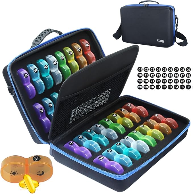 Monthly Pill Organizer Box 2 Times a Day 30 Day, Traval Pill Box with Portable Hard Case, Extra Large Medicine Box Holds Vitamin, Cod Liver Oil & Supplement