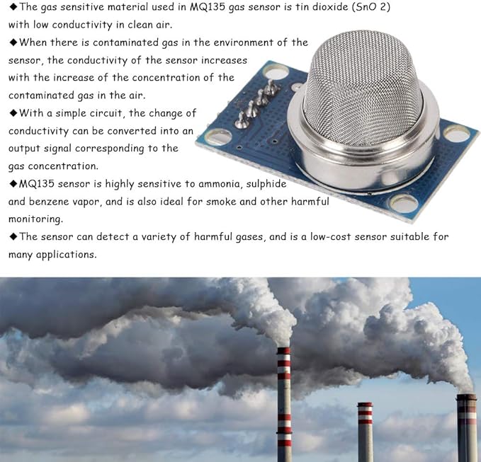 Ximimark 3Pcs MQ135 MQ-135 Air Quality Sensor Hazardous Gas Detection Module for Arduino