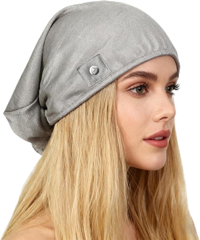 Grounding Hood Radiation Shielding Hat, Earth Connected Full Head Cover, Dual-Function Silver Fiber Faraday Protection Brain Coat