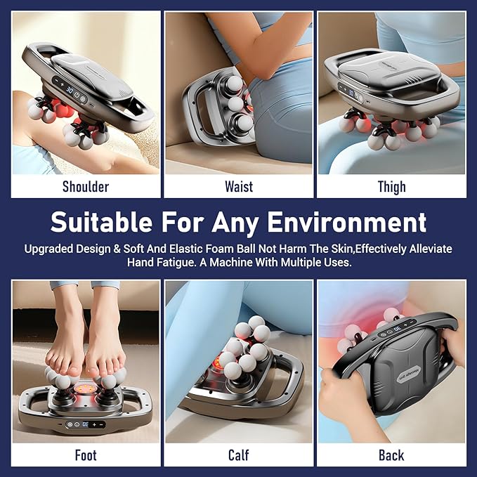 16 Head Massage Gun, Deep Tissue Percussion Back Massager with 3 Modes & 30 Intensities, Quiet Muscle Massage Pain Relief, Portable Percussion Massage Gun for Back, Neck, Shoulders, Legs, Waist, Body