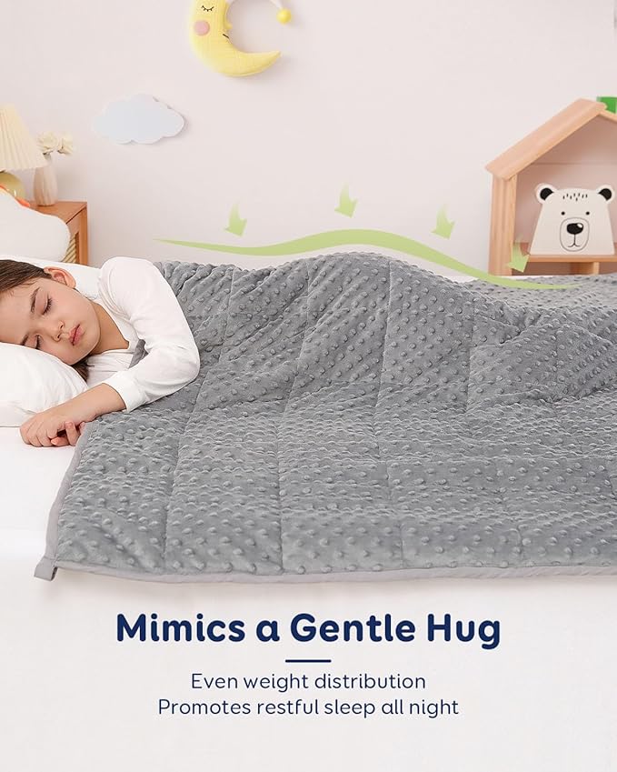 Kivik Weighted Blanket 7lbs, Small Minky Dotted Blankets, Soft Heavy Blanket Throw, Machine Washable, 41 x 60 Inches Grey