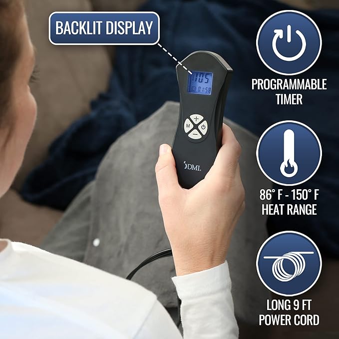 DMI Digital Ultra Soft Heating Pad with Fully Customizable Heat Setting and Moist Heat Insert, Programmable Timer, FSA & HSA Eligible