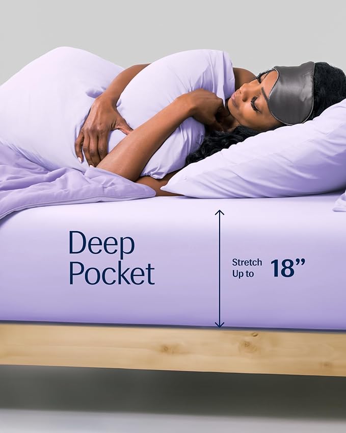 REST® Evercool®+ Fitted Sheet, Full, Lavender Breeze, 15" Deep(up to 18’’), Breathable Bedding for Hot Sleeper and Night Sweats, Bed Sheet with Ionic+ Self-Cleaning Silver Yarn for Sensitive Skin