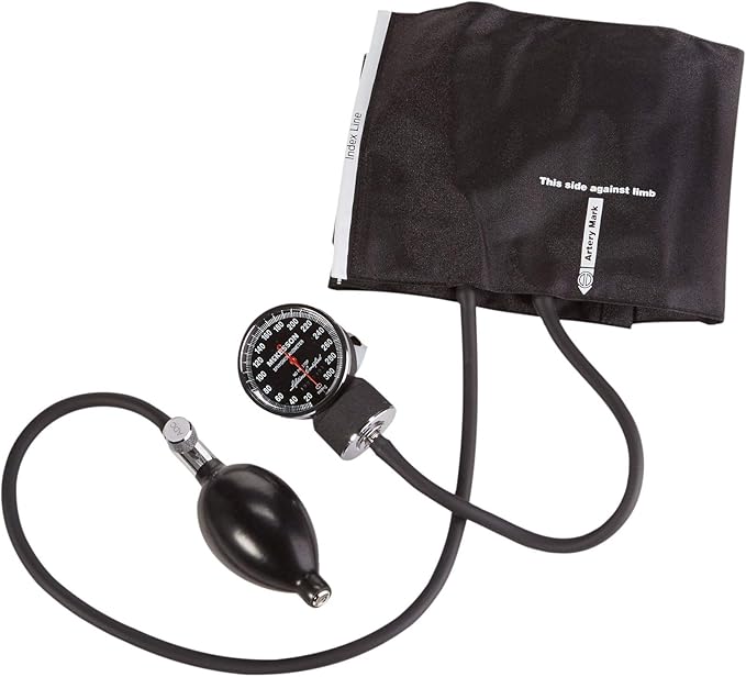 McKesson Aneroid Sphygmomanometer – Manual Blood Pressure Cuff Monitor with Carrying Case, Cuff 23-40 cm, Black, 2 Count