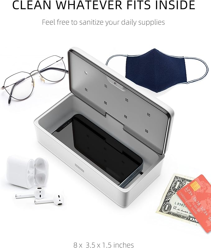 UV Light Sanitizer Box, UVC Phone Sanitizer Box for Smartphone,Jewellery and Household Items