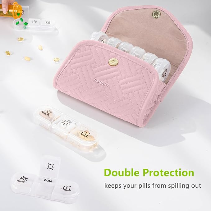 BAGSFY Weekly Pill Organizer 3 Times a Day in a Cute Fabric Pill Case, Medicine Pill Organizer, Pill Box, Portable Travel Pill Case, Pill Container for Medication, Vitamins, Fish Oils, Supplements