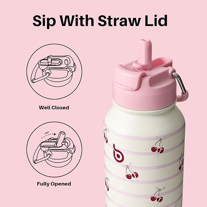 BOTTLE BOTTLE 32oz Insulated Water Bottle Stainless Steel Sport Water Bottle with Straw Dual-use Lid Design for Gym with Pill Box