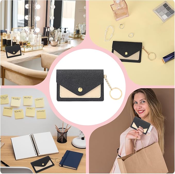 1 Pack Birth Control Pill Case Sleeve Packet 4.3 X 3 Inch PU Leather Wallet Pill Holder Privacy Protection Birth Control Pill Wallet with Key Ring for Pill Card Organizer(Black)