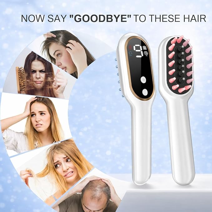 Obiredk ㅤLaser Hair Growth Comb - Lasers & LEDs for Hair Regrowth - FDA Cleared Rechargeable Scalp Massager for Men Women - Effective for Thinning Crown, Receding Hairline - White