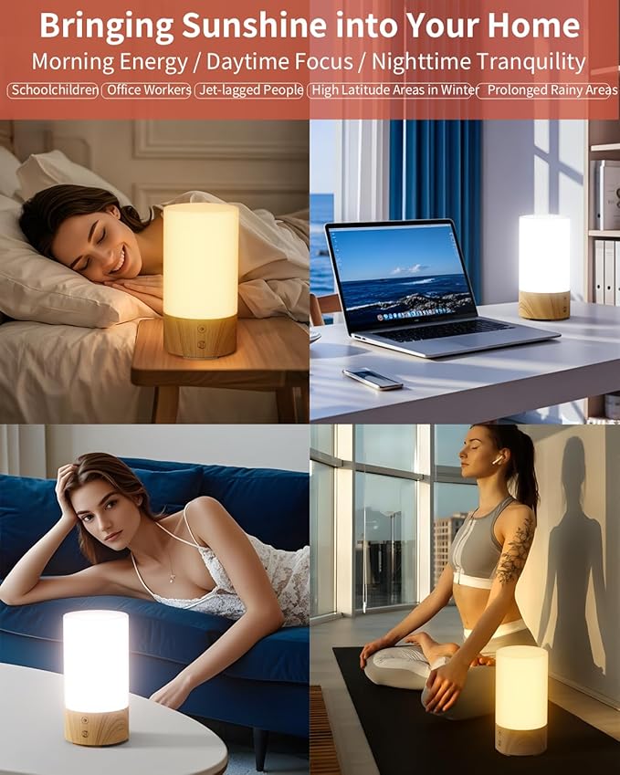 Light Therapy Lamp 10000 Lux Sun Lamp, UV-Free with 3 Color Temperatures, 4 Brightness & Timer, Remote Control, Sunlight for Home, Office, Shift Worker
