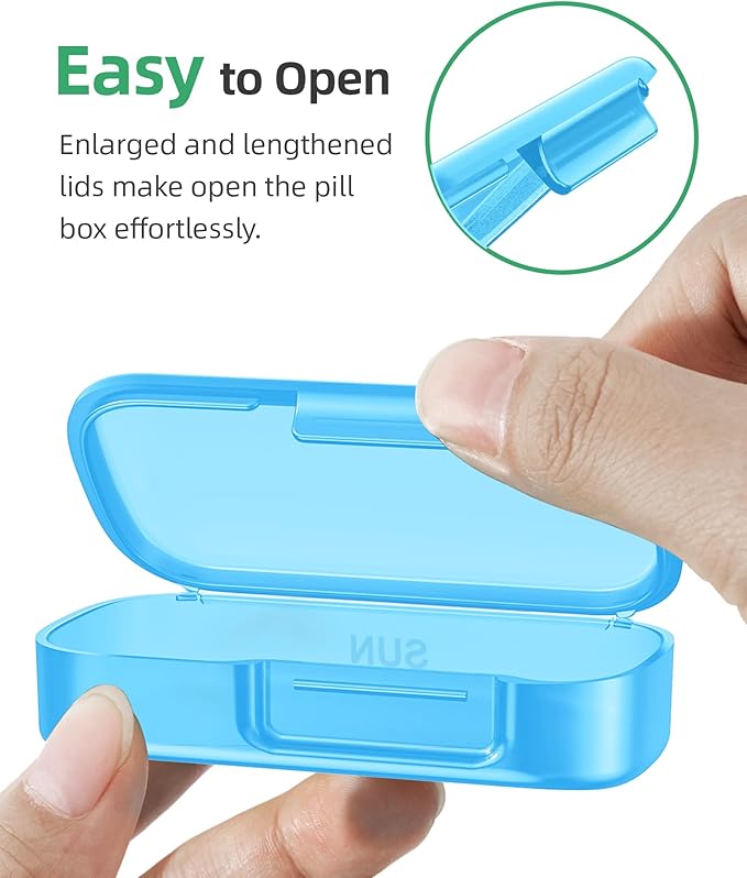 PULIV Weekly Pill Organizer with Large Capacity, Dual Protection Pill Box 7 Day, Arthritis Friendly Pill Case Easy to Open, Medicine Organizer for Vitamins, Medications, Fish Oils, Supplements (Blue)