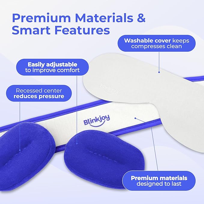 Moist Heated Eye Mask for Dry Eyes – Microwavable Warm Compress with No-Pressure Eye Wells & Adjustable Strap – Reusable, for Blepharitis & Stye Relief