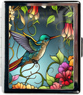 Travel Pill Organizer Small Pill Case for Purse Essentials 7 Days Cute Pill Box with Mirror Portable Pill Box for Pocket or Purse Pill Containe Travel Gifts (Stained Glass Hummingbird)
