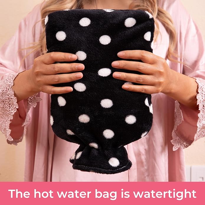 HomeTop Premium Classic Rubber Hot or Cold Water Bottle with Soft Fleece Cover
