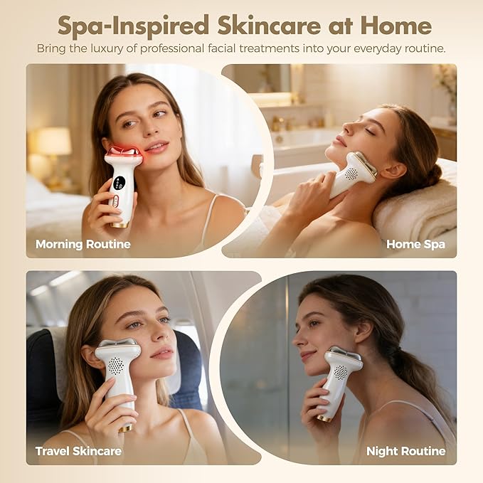 7-in-1 Cold Heated Facial Massager, Red Light Therapy for Face, Portable Microcurrent Facial Device, Cold Face Depuffer to Shaping and Reduce Swelling,Can Tightening Lifting Electric Gua Sha