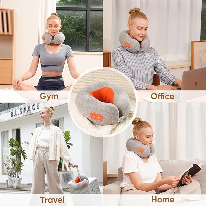 Howdy Shiatsu Neck Massager with Heating [2026 Upgraded], Heated Neck Pillow Cordless for Pain Relief Deep Tissue Kneading, Valentine's Day for Her/Him Gift, 2-in-1 Portable for Airplane Travel