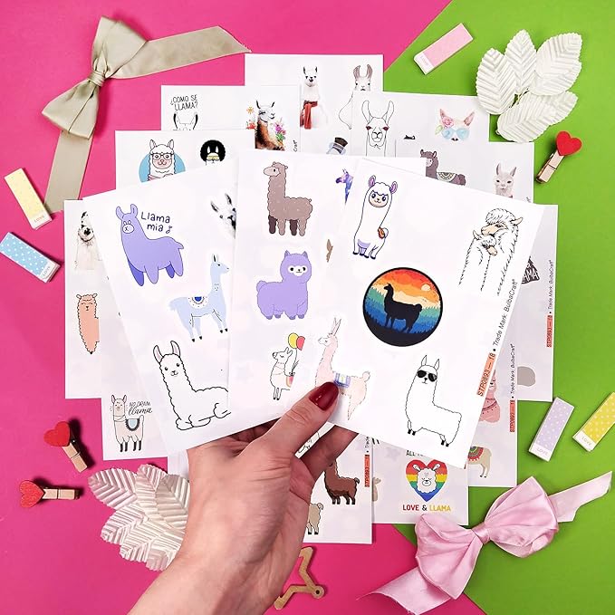 BulbaCraft 100Pcs Llama Stickers for Water Bottles & Laptop Decals - Llama Party Supplies, Gifts for Women & Men