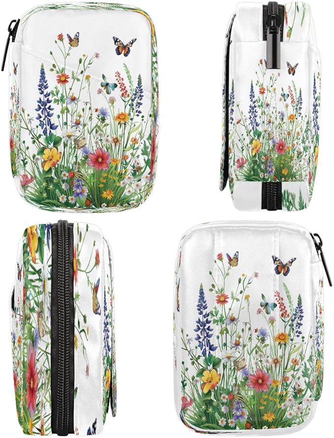 Flower Animal Butterfly Color Travel Pill Organizer Box Weekly Portable Pill Case Daily Pills 7 Day Small Birth Control Pills Container Removable Compartments for Medicine Vitamins Fish Oil