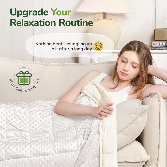 Sivio Weighted Blanket for Adults Queen Size 15 lbs, Soft Heavy Blanket for Stress Relief and Sleep Promotion, Cooling Weighted Throw Blanket for All-Season, White, 60 x 80 inches