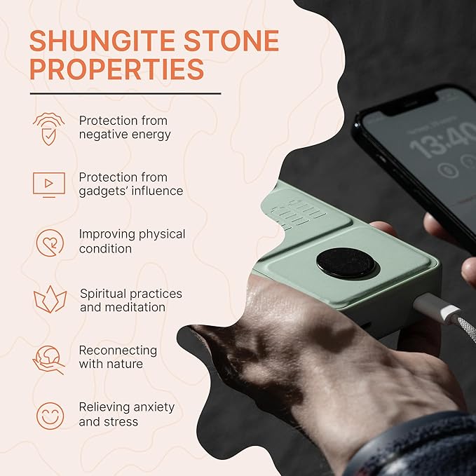 Protection Shungite Stickers 9 pcs for Cell Phone Case Tablet Laptop Computer | Polished Round Plates with Fullerenes | Authentic Shungite Stones Shield for Gadgets S569