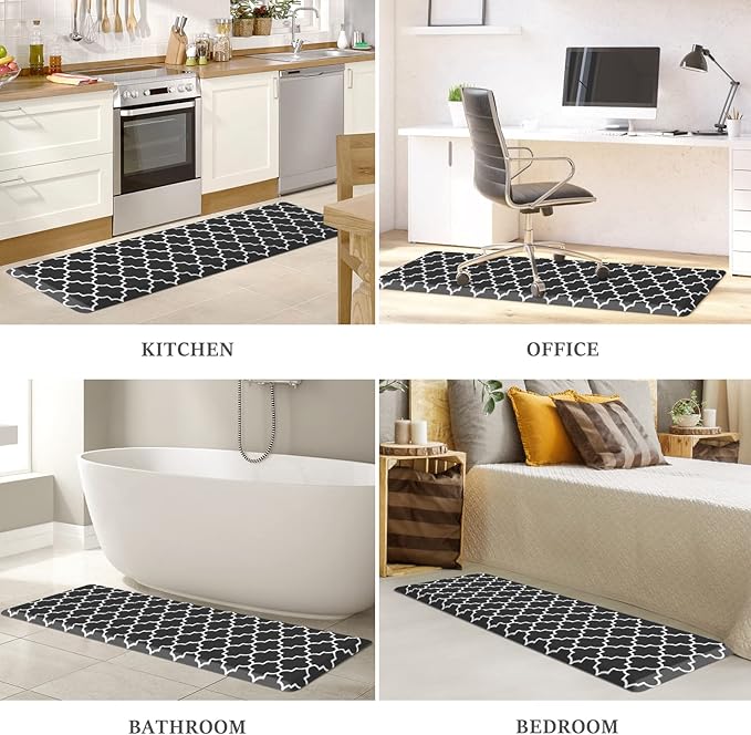 WISELIFE Kitchen Runner Rugs Anti-Fatigue mats - 4/5 Inch Non Slip Waterproof Ergonomic Comfort Mat for Kitchen, Floor Home, Office, Sink, Laundry (17.3"x 60",Black)