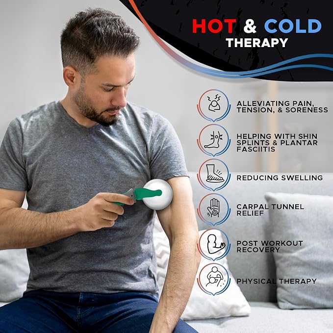 PRIME Fitness Cold Massage Roller Ball | Cold Therapy | Ice Roller Ball with Handle | cryo Stick | Relieve Muscle Pain (Green)